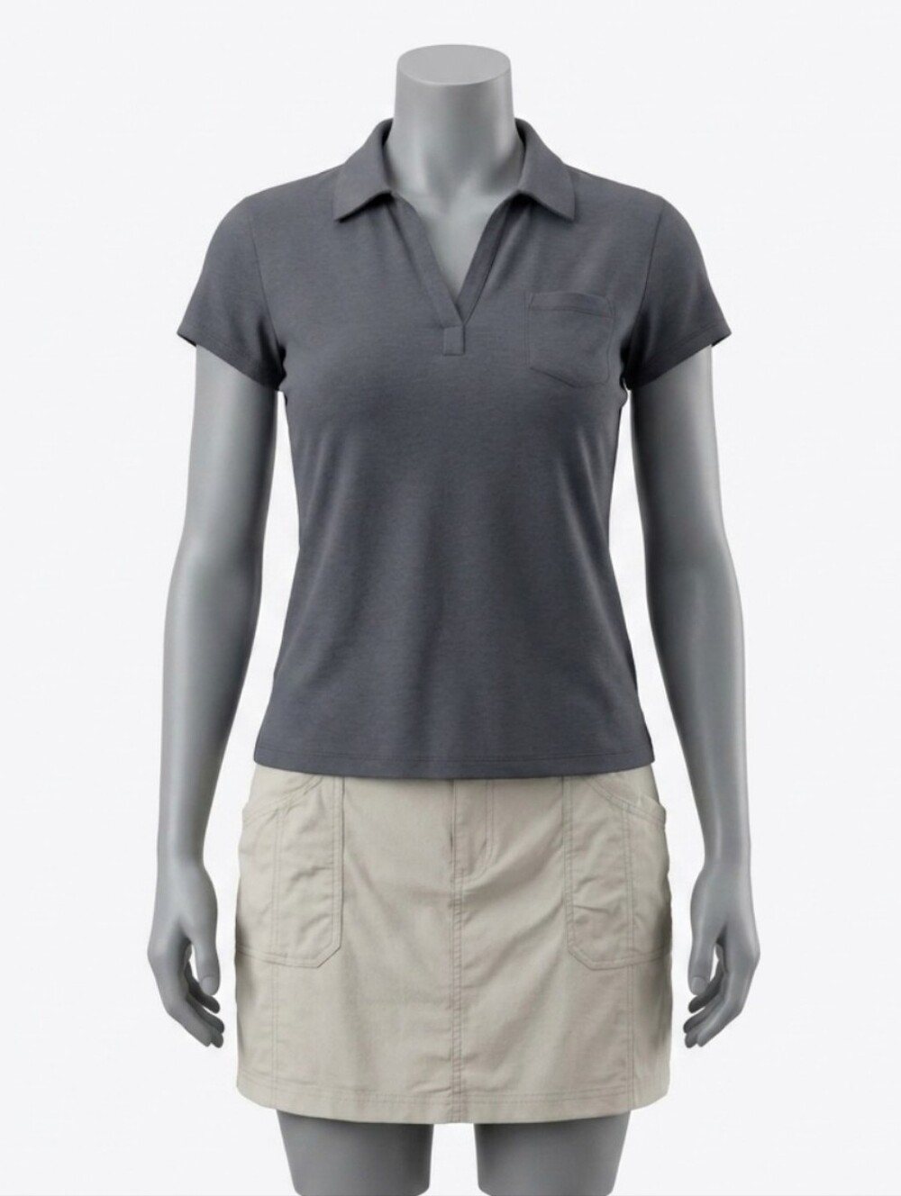 Columbia Polo Shirt V-Neck Golf Top Marbled Short Sleeve Textured Collared Neck